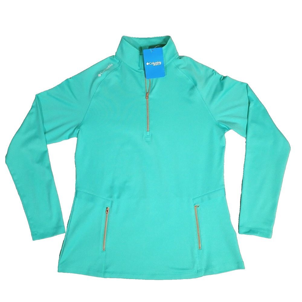 Columbia Omni Wick Outward Nine 1/4‎ Zip Pullover Green Long Sleeve Womens Sz M